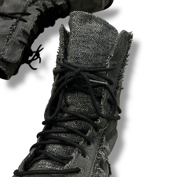 Sanuk Stevie Side Walk Ankle boots Combat Canvas Laceup Grunge Minimalist size 6 - Picture 6 of 11